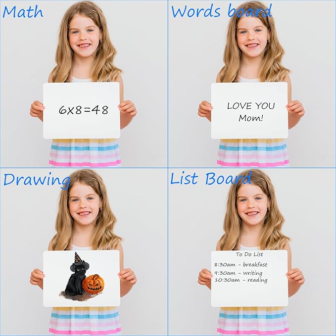 6 Pack Dry Erase LapBoards Double Sided 11.2 x 8.3 Inch Dry Erase Boards with 8 Pcs Markers Whiteboards for Office Students Classroom Teacher Supplies