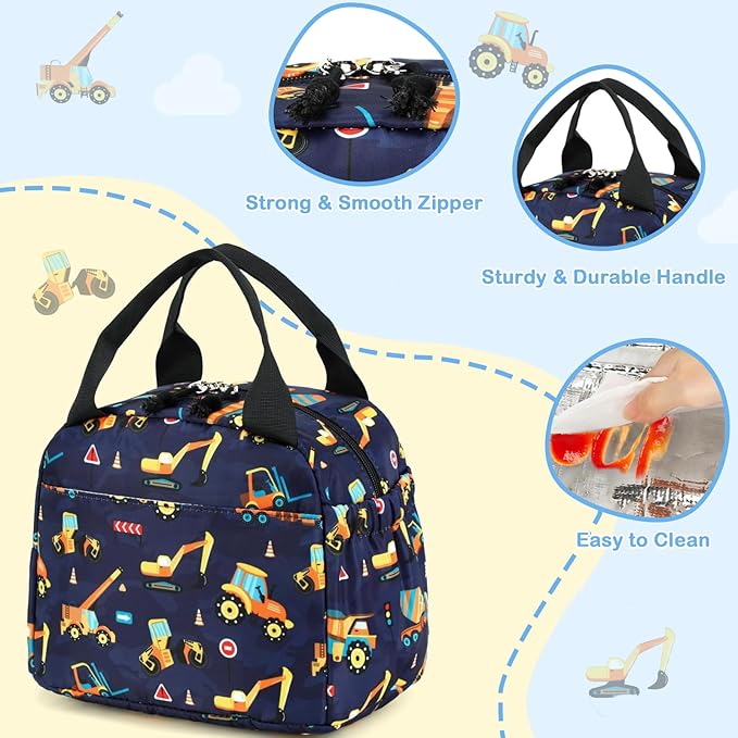 CAMTOP Boys Lunch Box Kids Insulated Lunch Bag Kids Cute Lunchbox for Boys Loncheras Para Niños
