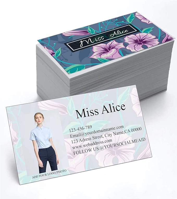 Customized Name Cards 500 PCS, Customized Design with Picture Texture All Business Designs cards No Additional Charge (Color-D)