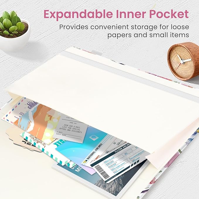 Taja Pretty Lined Journal for Women, Aesthetic Cute Hardcover Leather Journal for Writing, A5 College Ruled Notebook for Work & Note Taking, Perfect for Office School Home, 160 Pages, Songbird Bloom