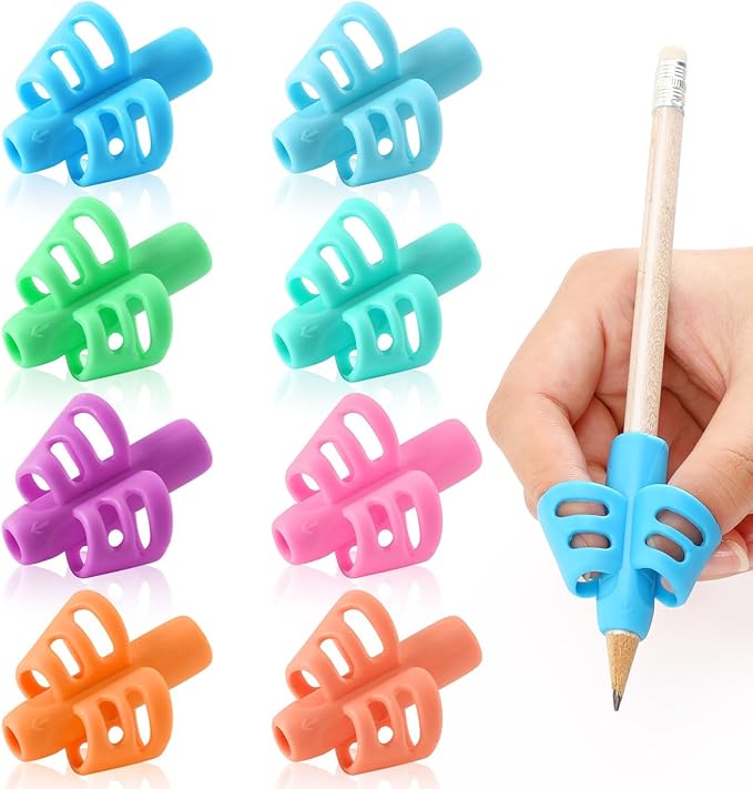 SANNIX 8 Pack Pencil Grips for Handwriting, Grip Posture Correction Training Pen Writing Aid Tool for Preschools Adults Students Elementary Teaching Tools