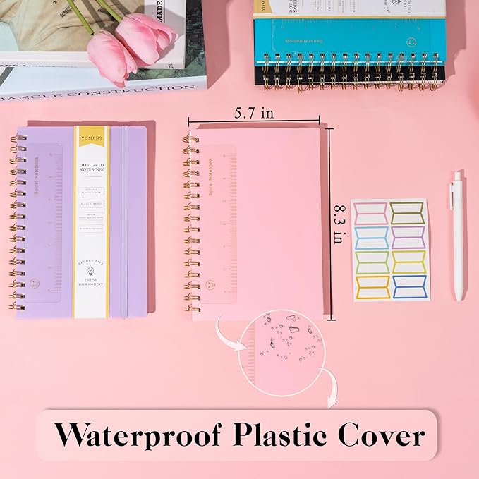 Yoment Graph Paper Notebook A5 Graphing Spiral Notebook 160 Pages Grid Paper Notebook Spiral Bound Pink Hardcover Spiral Journal 5x7 Grid Notebooks for Note Taking, Pink
