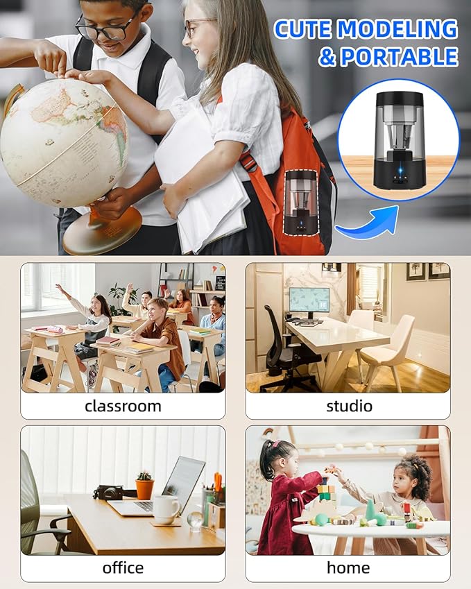 ZMOL Fully Automatic Pencil Sharpener for Classroom, Hands-Free,Battery Operated Rechargeable Electric Colored Pencil Sharpeners, Auto Stop,Suitable for No.2/Office/Home/School