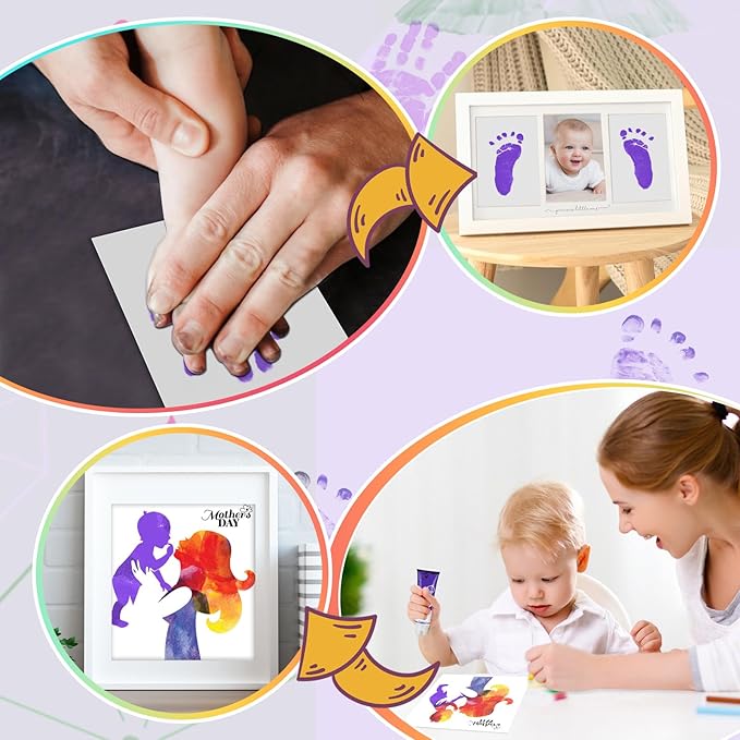 Baby Hand and Footprint Paint with Sponge Head, 2.54 fl oz, Non-Toxic & Acid-Free, Washable Baby Safe Paint for Newborn Keepsakes, Dog Nose & Paw Prints, Ideal New Mom Gift - Purple