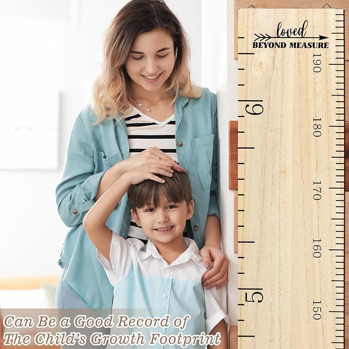 Eersida Growth Chart for Wall Kids Height Growth Chart Wooden Ruler Nursery Wall Decor Boys Girls Height Measurement Loved Beyond Measure for Room Hanging Decor(Classic Style)