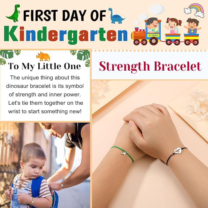 UNGENT THEM Back to School Bracelet Mother Son Dinosaur First Day of School Gifts for Boys Girls
