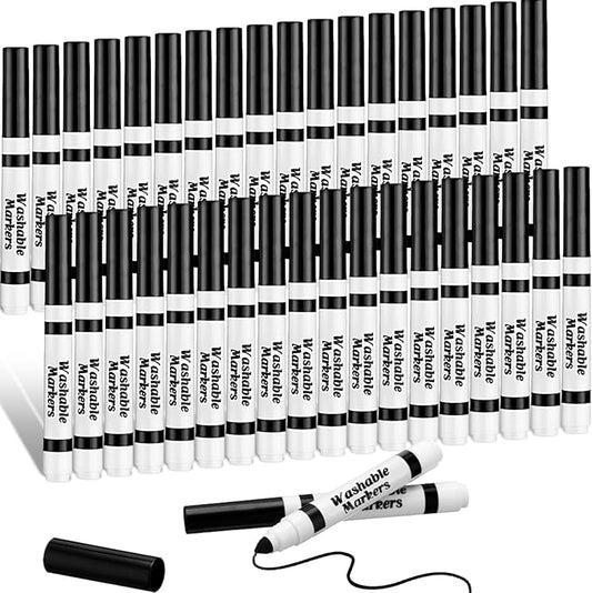 36 Pcs Black Washable Markers Bulk Coloring Broad Line Markers for Kids Black Conical Tip Drawing Pen for School, Travel Art Baby Shower Gender Reveal Christmas Party Supplies, Ages 6+
