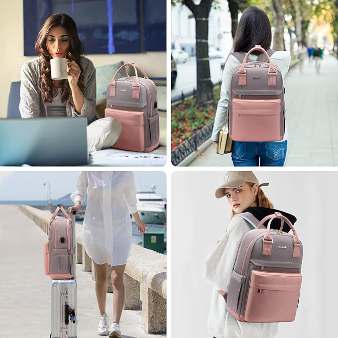 LOVEVOOK Laptop Backpack for Women, 15.6 Inch Anti-theft Laptop Bag with USB Port, Fashion Waterproof Computer Backpacks Teacher Nurse Backpack Purse for College Work