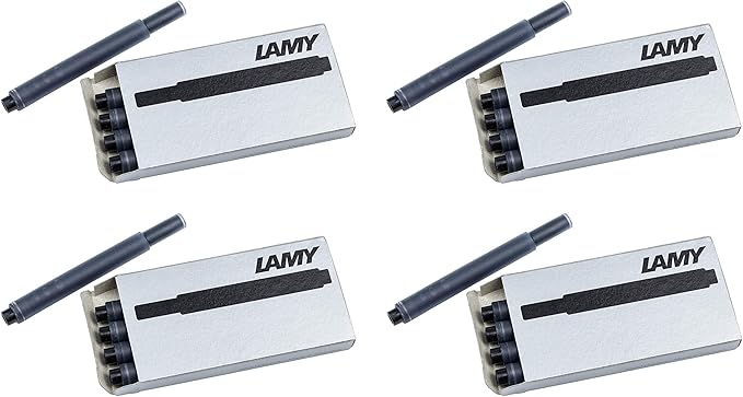 LAMY T10 Set of 4 Ink cartridges with Large Ink Capacity - Suitable for All Lamy Fountain Pen Models - Contents 1.25 ml per Cartridge - 5 Pieces per Pack - Ink Color Black