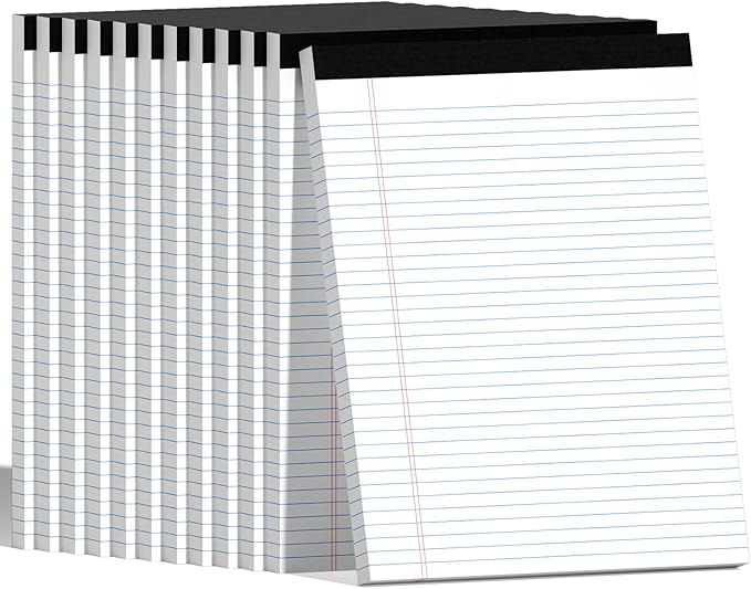 AILZFEI 600 Counts 8.5 x 11 Inch Note Pads, College Ruled Legal Pads, 50 Sheets Each | White Notepad for School, Office & Home | Premium Paper, Long-Lasting Value, Pads of Paper