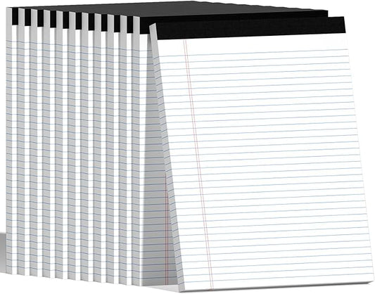 AILZFEI 600 Counts 8.5 x 11 Inch Note Pads, College Ruled Legal Pads, 50 Sheets Each | White Notepad for School, Office & Home | Premium Paper, Long-Lasting Value, Pads of Paper