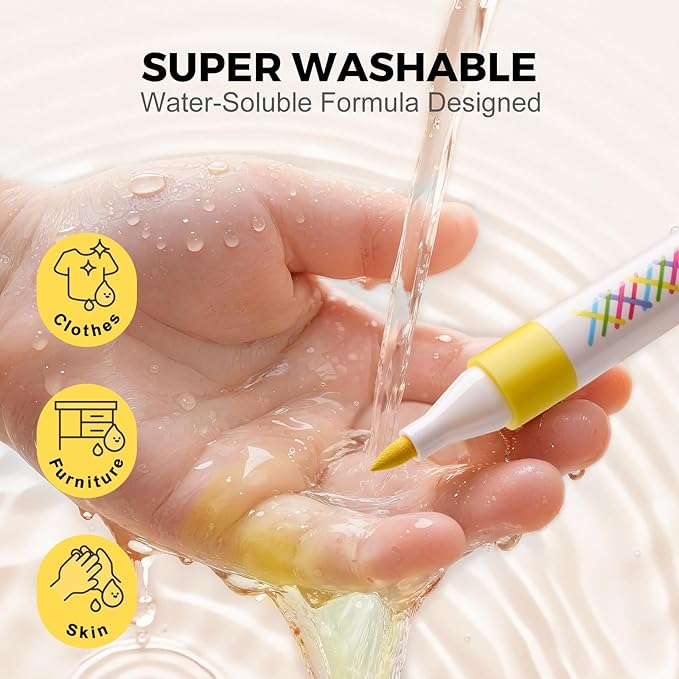 Jar Melo Super Washable Markers for Kids Age 4-8, Water Based Blendable Markers for Toddler Safe and Non-Toxic, Coloring Art Supplies for Preschool Gift, 12 Colors