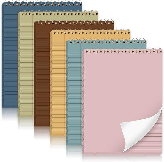 gisgfim 6 Pcs Boho Top Bound Spiral Notebooks 8-1/2" x 11" College Ruled Aesthetic Legal Pad Steno Pads Paper Notebook Wirebound Notepad for Writing School Office Business Supplies