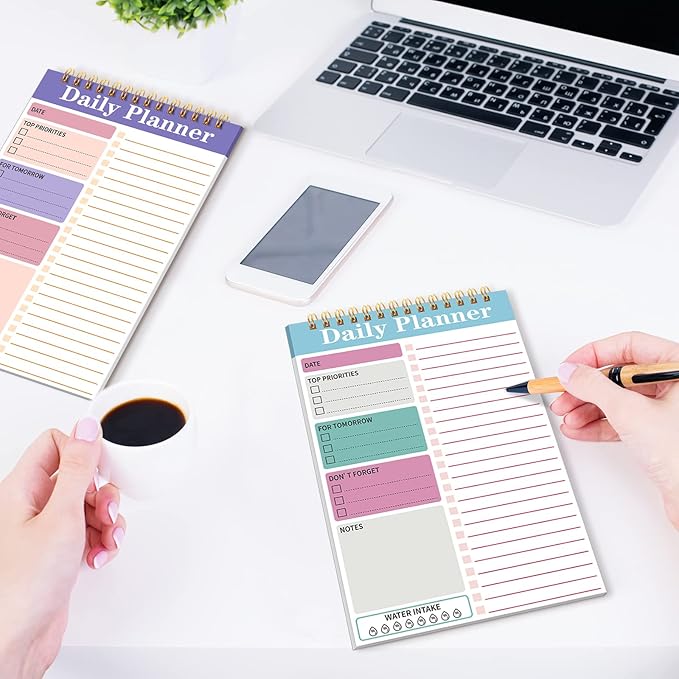8 Pack To Do List Notepad 25 Page Undated Daily Planner Notepad To Do List Notebook Spiral Waterproof with Task Checklist for Home Office School Supplie Schedule Work(7.8 x 5.2 Inch,Vivid Color)