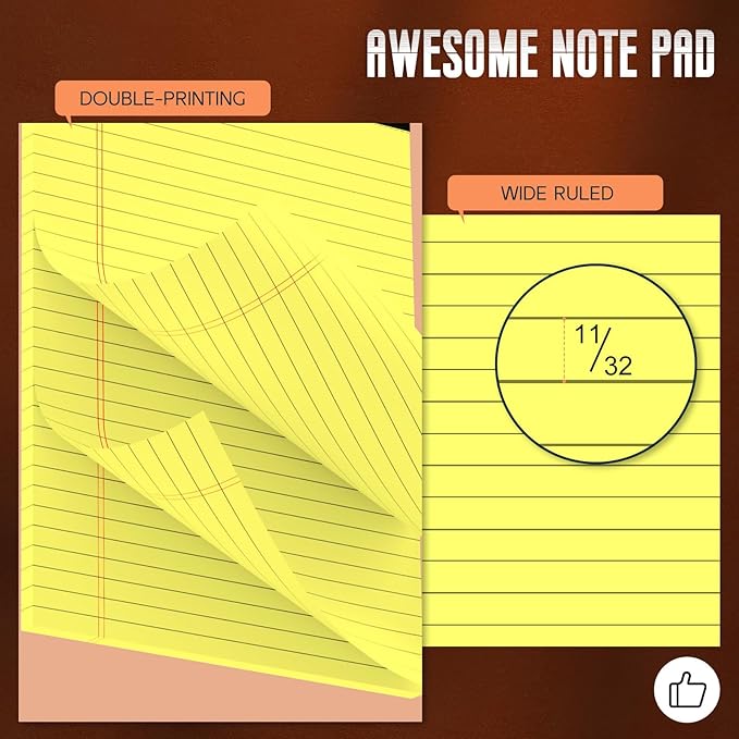Yellow Legal Pads 8.5 x 11 Note Pads, 3 Pack Yellow Notepads 8.5 x 11 Wide Ruled Writing Paper Pads, Perforated Legal Note Pads 30 Sheets Per Lined Paper Notepad for Taking Notes, Reminders
