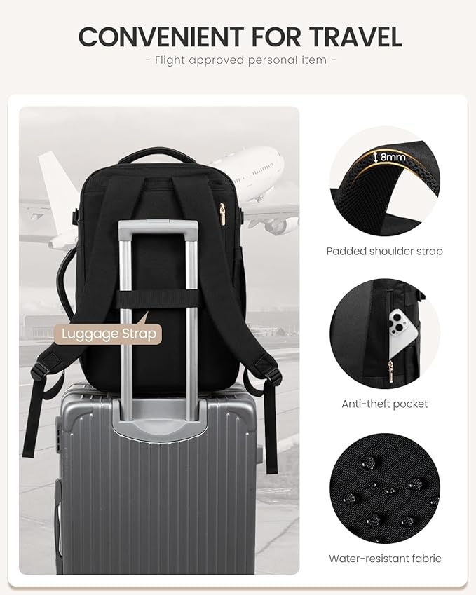 LOVEVOOK 50L Travel Backpack for Women Men, Large Carry on Backpack for Airplanes TSA Personal Item Travel Bag fits 17.3" Laptop, Waterproof Weekender Essentials Airline Approved with 2 Packing Cubes