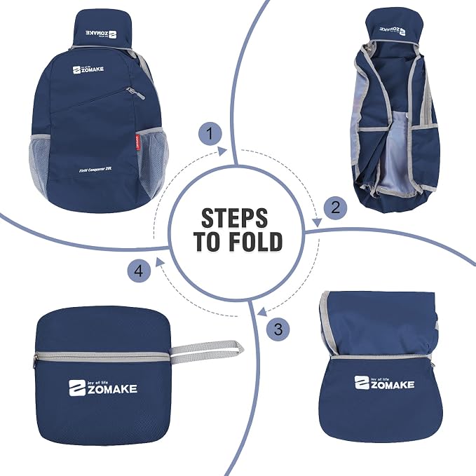 ZOMAKE Lightweight Packable Backpack 20L, Foldable Small Daypack for Hiking | Water Resistant Backpacks Day Bag for Travel Outdoor Camping Sport, Everyday Carry, Multi Compartment Storage(Royal Blue)
