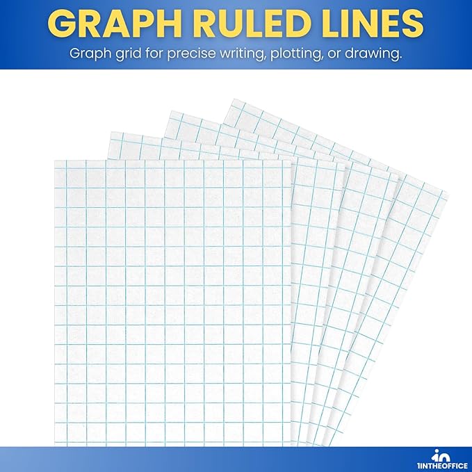 1InTheOffice Index Cards 3x5 Graph Ruled White, Grid Index Cards 200/Pack