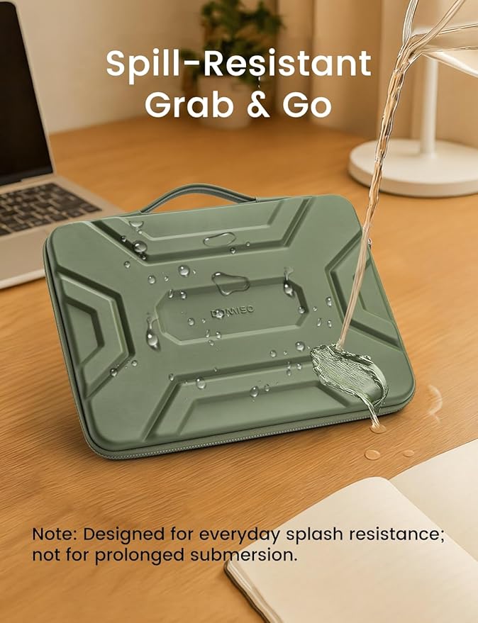 DOMISO 15.6 inch Laptop Sleeve, Shockproof and Waterproof EVA Protective Laptop Case, Laptop Sleeves for 16" MacBook Pro/Max M2 M1 2019-2023,15"-16" HP Dell Asus Laptop,Dell XPS 15, Green