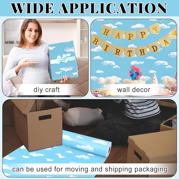 Blue Sky Cloud Bulletin Board Roll Non-Woven Fabric Poster 15.7" x40ft