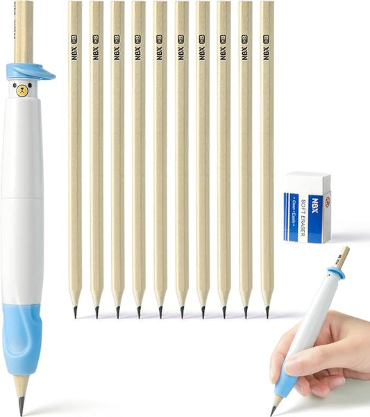 Pencil Grips for Kids Handwriting, Pencil Grippers, Writing Posture Correction for Toddler/Preschool, Homeschool Education, can Serve as Mechanical Pencil & Pencil Extender (1 Pack,Blue)