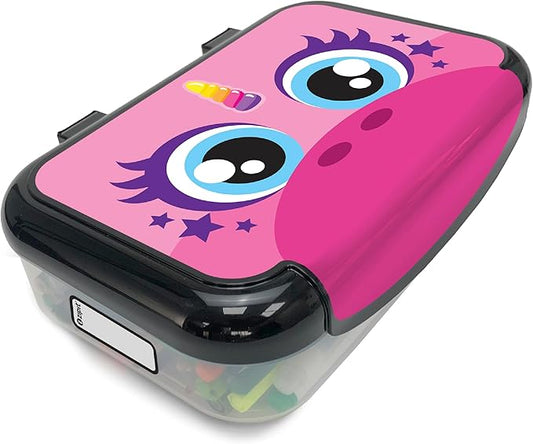 ZIPIT: Recycled Plastic Pencil Box - Pink Unicorn - Large Capacity Case, Character Stationery Organizer, School Supplies-Toy Holder, Snap Close, Kids