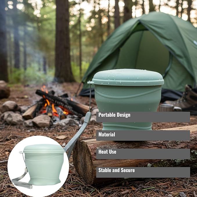 Foldable Silicone Cup for Travel Outdoor Camping Reusable foldable Mug with Lid and Lanyard