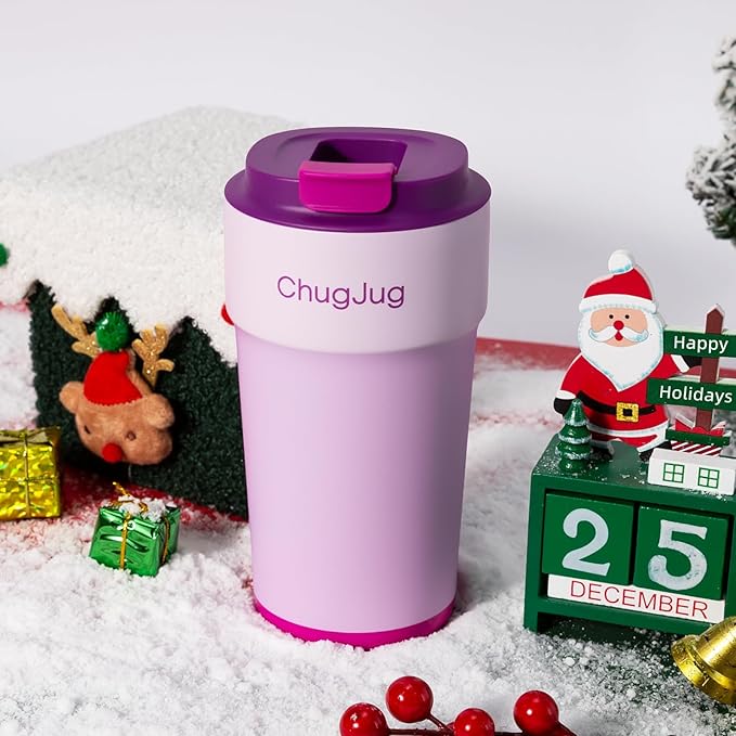 16 oz Travel Coffee Mug with Ceramic Coating, Leak-Proof Vacuum Insulated Coffee Tumbler with Lid, Reusable Double Wall Stainless Steel Travel Cup for Hot& Cold Drinks (Violet Dream)