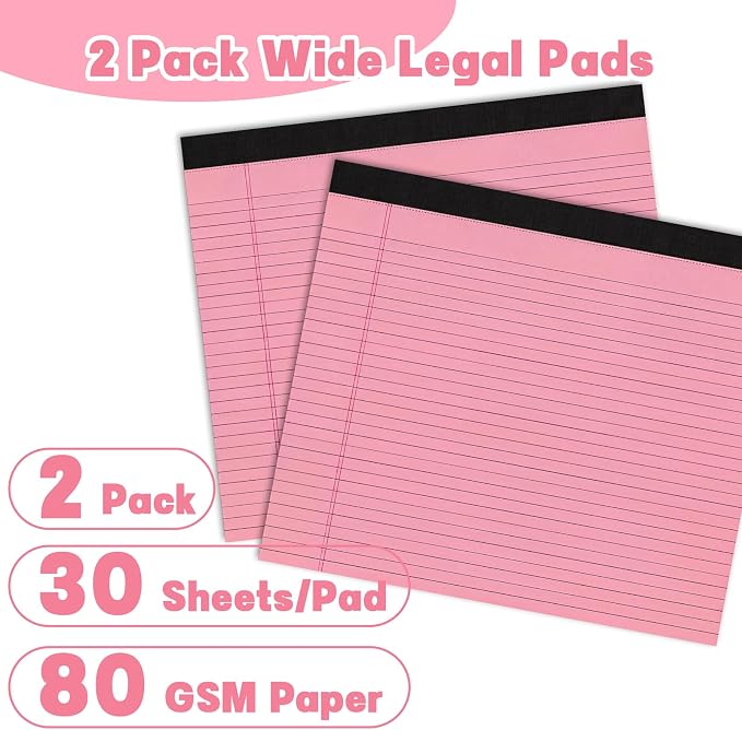 Thboxes 2 Pack Wide Legal Pads, 60 SheetsLandscape Note Pads, 11 x 9.5 In