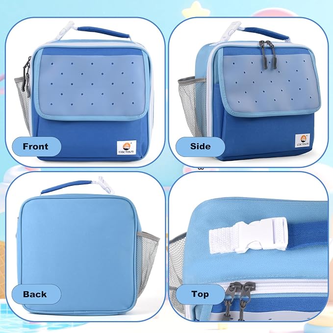 CaCTOUR Lunch Box Kids,Fun Color Lunch Box for Boys,Large Soft Cooler Lunch Bag for Kids,Back to School Thermal Insulated Lunch Tote Bag for School Daycare Outdoor (Dark Blue)