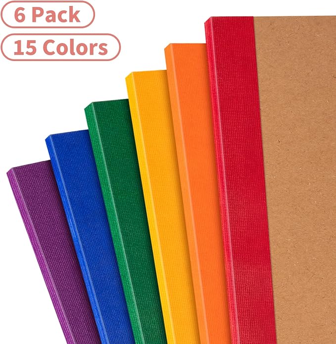 6 Pack Lined Notebook Journals Bulk, 8.3”x 5.5” Kraft Cover Lined Notebooks