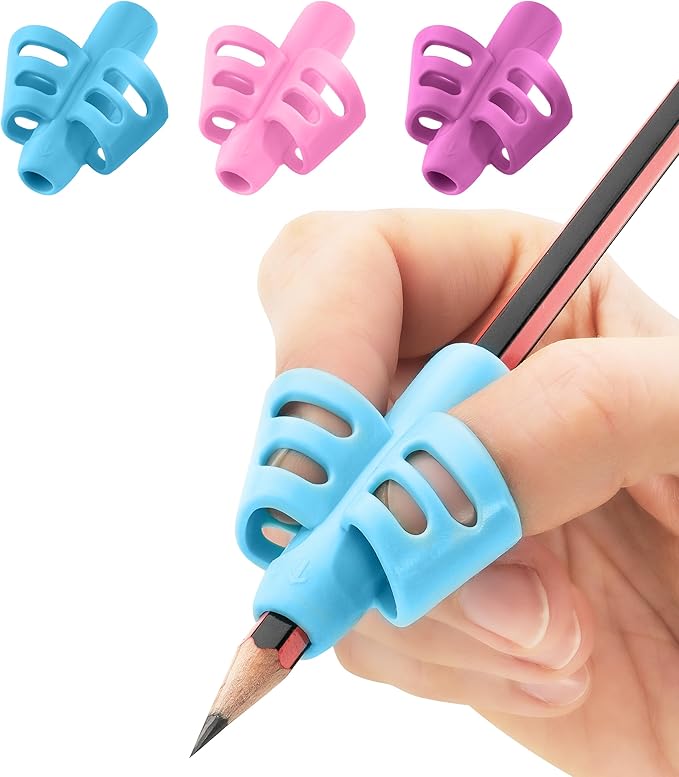 Stylo 3 Pack Pencil Grips for Kids Handwriting - Ergonomic Pencil Grippers for Toddlers Ages 2-5, Preschool & Kindergarten - Left Handed & Right Hand Writing Tools - Occupational Therapy Grip
