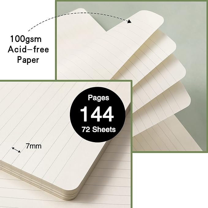 URSUNSHINE Ruled Notebook/Journal - Classic Lined Journal/Notebook, Hardcover with Thick Paper, 5.3" x 8.26", Banded + Pen Holder +Inner Pocket - Gray
