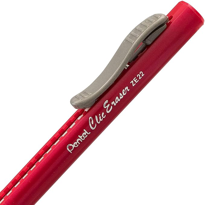 Pentel Clic Retractable Eraser, Assorted Colored Pen Style Grip Erasers, Pack of 7