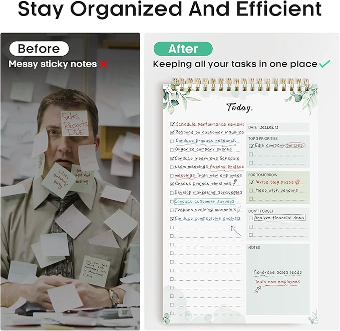 Taja To Do List Notepad - To Do List Notebook for Work with 52 Sheets, 9.8" x 6.5", Undated Daily Planner Perfect for Daily Tasks and Goal Setting, Notepad Suitable for Office, Home & School - Nature