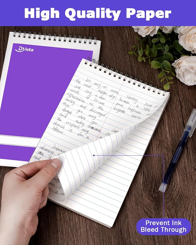 Dynta Steno Pads 6x9 Spiral Notebooks Bulk 18 Pack Note Pads 60 Sheets 6 Assorted Colors Gregg Rule Writing Paper, Steno Notebooks for Students Teachers Men Women Professionals