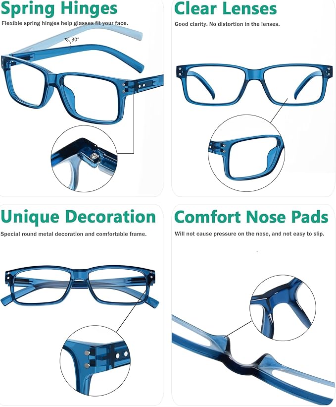 Eyekepper 2 Pairs Blue Light Blocking Reading Glasses for Men Women - UV Protection Spring Hinge Computer Readers