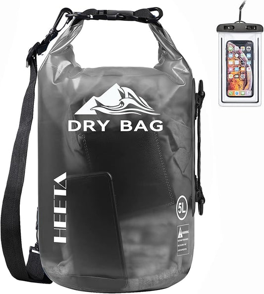 HEETA Dry Bag Waterproof Backpack with Phone Case 5L/10L/20L/30L/40L | Roll Top Lightweight Dry Storage Bag for Women Men, Travel Boating Kayaking Paddle Board Camping Beach Essentials Accessories