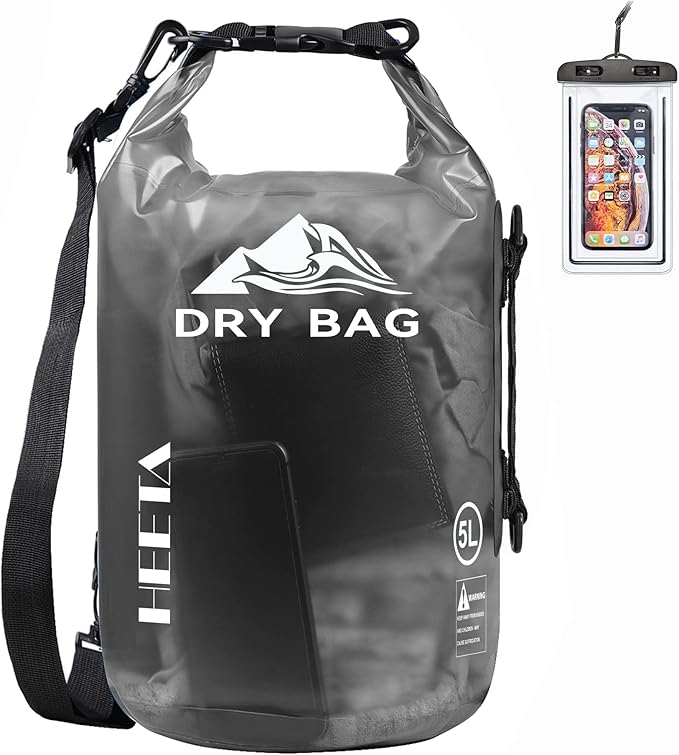 HEETA Dry Bag Waterproof Backpack with Phone Case 5L/10L/20L/30L/40L | Roll Top Lightweight Dry Storage Bag for Women Men, Travel Boating Kayaking Paddle Board Camping Beach Essentials Accessories
