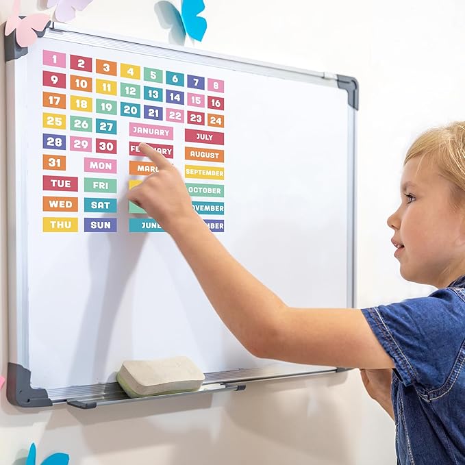 Calendar Magnets for Whiteboard - 50pcs Colorful Magnetic Monthly Calendar for Refrigerator Classroom Weeks and Months