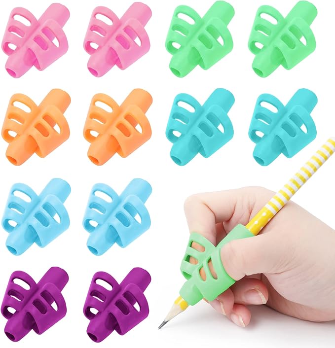 Pencil Grips for Kids Handwriting, 12 Pcs Toddler Pencil Grippers, Pen Grips Holders for Beginners Preschoolers Children