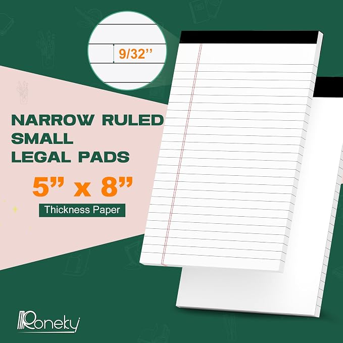 12 Pack Note Pads 5x8, Small Legal Pads 5x8 White Writing Paper for Work