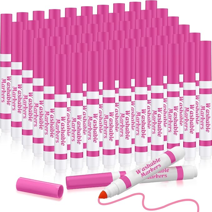 60 Pcs Washable Markers Coloring Broad Line Markers for Kid, Pink