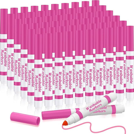 60 Pcs Washable Markers Coloring Broad Line Markers for Kid, Pink