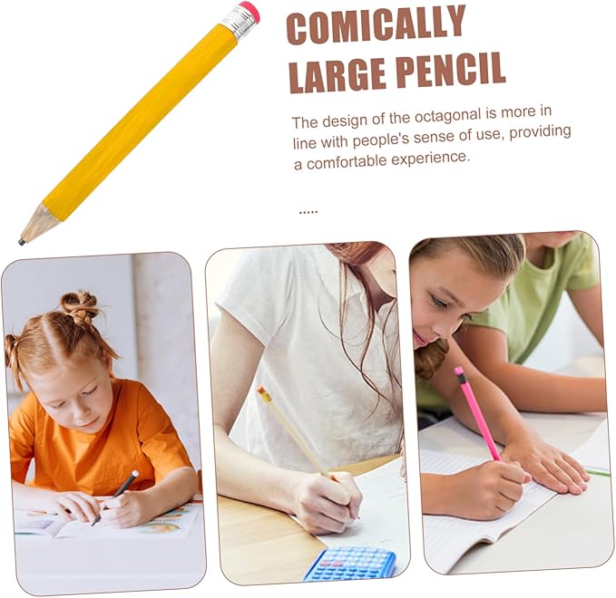 Operitacx Funny Jumbo Pencil for School and Crafts Portable Giant Writing Pencil for Boys and Girls Stationery Art Projects and Party Decorations