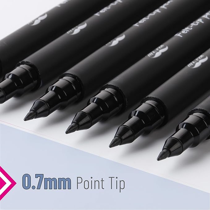 Mr. Pen- Black Felt Tip Pens, Fine Point, 24 Pack, Fast Drying, No Smear, Bulk Bible Journaling Pens No Bleed-Through for Planners, Sketching, Writing