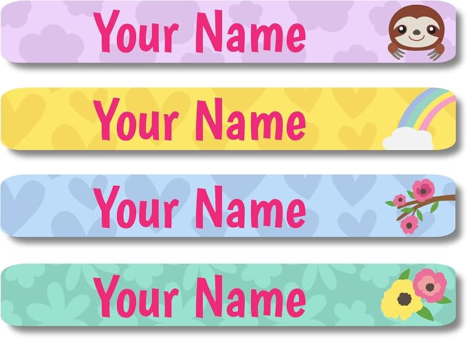 Lovable Labels Personalized Labels for Kids (120 Labels) - Waterproof Dishwasher Safe Peel and Stick Labels are Great for School Supplies Daycare Camp Bottles (Sloth Hugs)