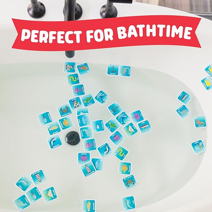 Chuckle & Roar Bath Matching Memory Game for Kids Ages 3+ – Water-Safe Foam Alphabet Matching Game for Toddlers, Bathtub & Pool Learning Fun