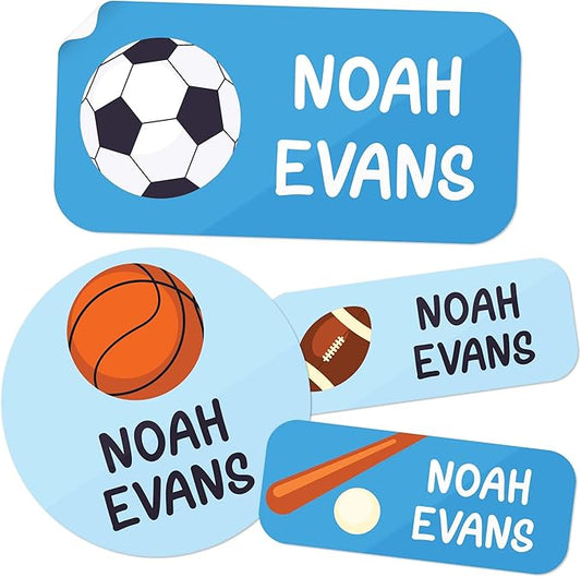 Personalized Daycare Name Labels for Kids, (130 Pack) Waterproof Custom Name Stickers for Clothing Tags, Lunch Boxes and School Supplies, Made in USA by MSC -Sports