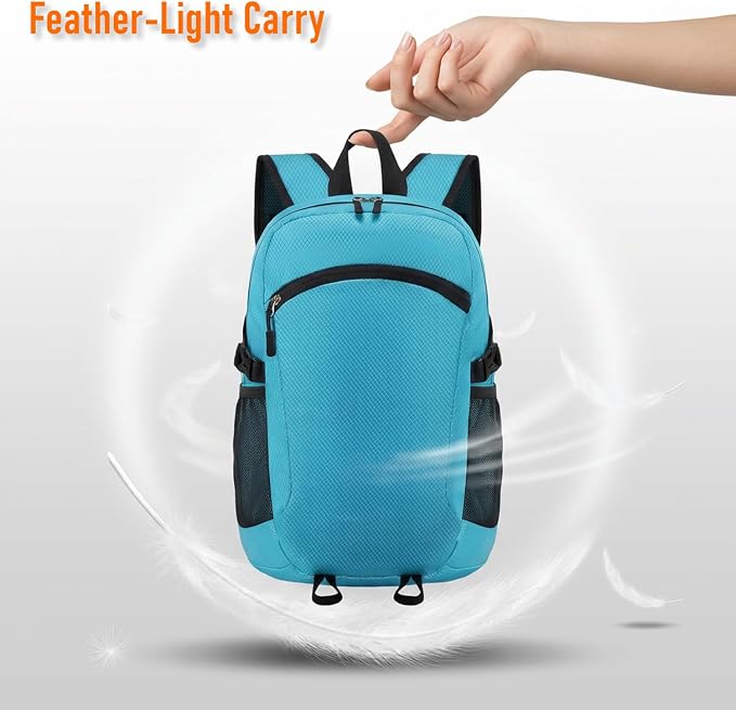 Lightweight Hiking Backpack 18L Packable Foldable Small Daypack Collapsible Travel Bag Water-Resistant for Adults (Blue)